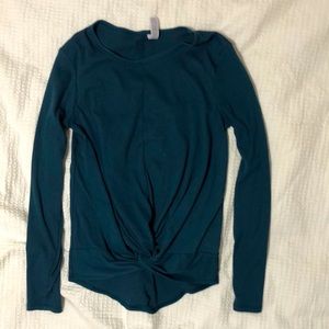 All in motion long sleeve top medium teal cropped